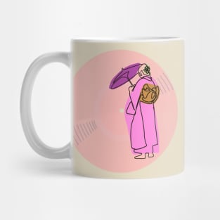 Vinyl - Japanese woman in a kimono minimalist line art (pink) Mug